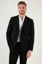 Buratti Jackett Regular Fit Schwarz/Hellblau/Dunkelgrau