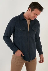 Buratti Langarmhemd Slim Fit Hellblau/Dunkelblau/Grau