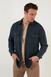 Buratti Langarmhemd Slim Fit Hellblau/Dunkelblau/Grau