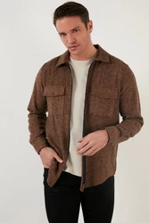 Buratti Langarmhemd Slim Fit Braun/Dunkelbraun