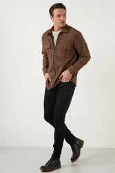 Buratti Langarmhemd Slim Fit Braun/Dunkelbraun