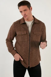 Buratti Langarmhemd Slim Fit Braun/Dunkelbraun