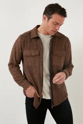 Buratti Langarmhemd Slim Fit Braun/Dunkelbraun