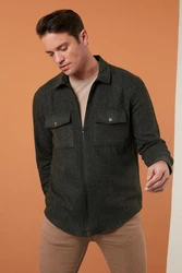 Buratti Langarmhemd Slim Fit Dunkelgrün/Khaki/Grün