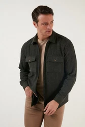 Buratti Langarmhemd Slim Fit Dunkelgrün/Khaki/Grün