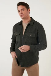 Buratti Langarmhemd Slim Fit Dunkelgrün/Khaki/Grün