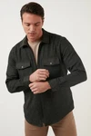 Buratti Langarmhemd Slim Fit Dunkelgrün/Khaki/Grün