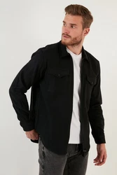 Buratti Langarmhemd Slim Fit Schwarz