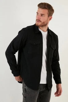 Buratti Langarmhemd Slim Fit Schwarz Buratti Langarmhemd Slim Fit Schwarz