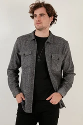 Buratti Langarmhemd Slim Fit Hellgrau/Dunkelgrau/Grau