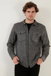 Buratti Langarmhemd Slim Fit Hellgrau/Dunkelgrau/Grau
