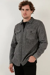 Buratti Langarmhemd Slim Fit Hellgrau/Dunkelgrau/Grau