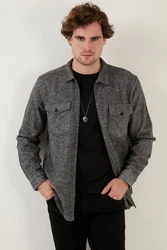 Buratti Langarmhemd Slim Fit Hellgrau/Dunkelgrau/Grau