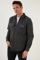Buratti Langarmhemd Slim Fit Dunkelgrau/Hellgrau/Grau