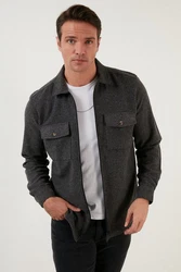 Buratti Langarmhemd Slim Fit Dunkelgrau/Hellgrau/Grau
