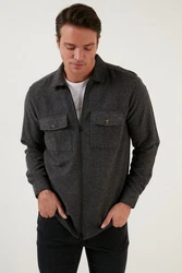 Buratti Langarmhemd Slim Fit Dunkelgrau/Hellgrau/Grau
