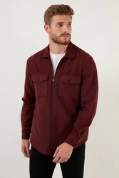 Buratti Langarmhemd Slim Fit Dunkelrot/Bordeaux
