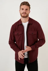 Buratti Langarmhemd Slim Fit Dunkelrot/Bordeaux