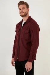 Buratti Langarmhemd Slim Fit Dunkelrot/Bordeaux