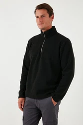Buratti Fleecepullover Slim Fit Schwarz/Grau