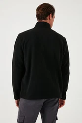 Buratti Fleecepullover Slim Fit Schwarz/Grau