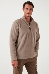 Buratti Fleecepullover Slim Fit Braun/Beige/Grau