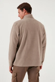 Buratti Fleecepullover Slim Fit Braun/Beige/Grau Buratti Fleecepullover Slim Fit Braun/Beige/Grau