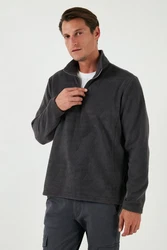 Buratti Fleecepullover Slim Fit Dunkelgrau/Grau/Hellgrau/Schwarz