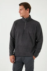Buratti Fleecepullover Slim Fit Dunkelgrau/Grau/Hellgrau/Schwarz
