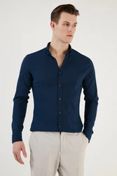 Buratti Langarmhemd Regular Fit Dunkelblau/Hellblau