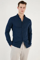 Buratti Langarmhemd Regular Fit Dunkelblau/Hellblau