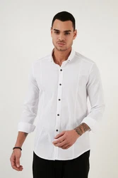 Buratti Langarmhemd Regular Fit Weiß/Creme