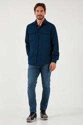 Buratti Langarmhemd Regular Fit Dunkelblau/Hellblau