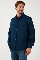 Buratti Langarmhemd Regular Fit Dunkelblau/Hellblau
