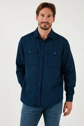 Buratti Langarmhemd Regular Fit Dunkelblau/Hellblau