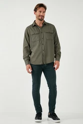 Buratti Langarmhemd Regular Fit Dunkelgrün/Grün/Khaki