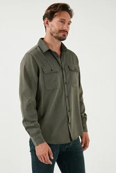Buratti Langarmhemd Regular Fit Dunkelgrün/Grün/Khaki
