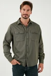 Buratti Langarmhemd Regular Fit Dunkelgrün/Grün/Khaki