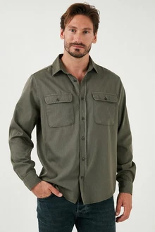 Buratti Langarmhemd Regular Fit Dunkelgrün/Grün/Khaki Buratti Langarmhemd Regular Fit Dunkelgrün/Grün/Khaki