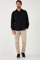 Buratti Langarmhemd Regular Fit Schwarz/Dunkelblau