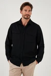 Buratti Langarmhemd Regular Fit Schwarz/Dunkelblau