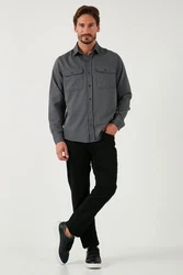 Buratti Langarmhemd Regular Fit Hellgrau/Dunkelgrau/Grau