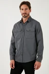 Buratti Langarmhemd Regular Fit Hellgrau/Dunkelgrau/Grau
