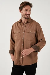Buratti Langarmhemd Regular Fit Braun/Beige/Khaki