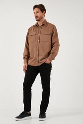 Buratti Langarmhemd Regular Fit Braun/Beige/Khaki