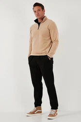 Buratti Fleecepullover Slim Fit Braun/Beige/Rot/Khaki
