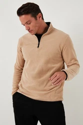 Buratti Fleecepullover Slim Fit Braun/Beige/Rot/Khaki
