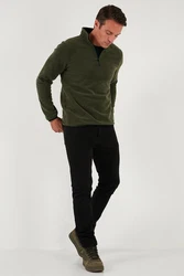 Buratti Fleecepullover Slim Fit Dunkelgrün/Grün