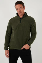 Buratti Fleecepullover Slim Fit Dunkelgrün/Grün
