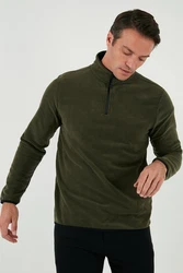 Buratti Fleecepullover Slim Fit Dunkelgrün/Grün